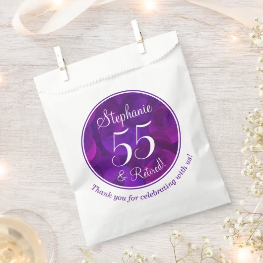 紫エレガント55と除退職した職パーティー フェイバーバッグ (クリップ留めされた状態)