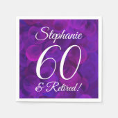 紫エレガント60と除退職した職パーティー スタンダードカクテルナプキン (正面)