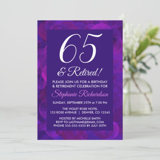 紫エレガント65と除退職した職パーティー 招待状 (スタンド正面)