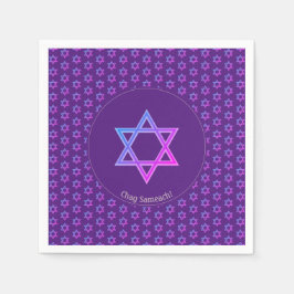 紫エレガント | スターオブデイビッド紙 スタンダードカクテルナプキン