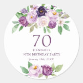 紫エレガント | バイオレットフローラ70誕生日 ラウンドシール (正面)