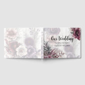 紫エレガント、ピンク、マルーンフローラ ゲストブック (全面)