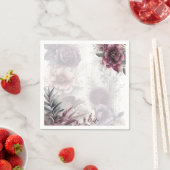 紫エレガント、ピンク、マルーンフローラ スタンダードカクテルナプキン (インサイチュ)