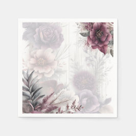 紫エレガント、ピンク、マルーンフローラ スタンダードカクテルナプキン