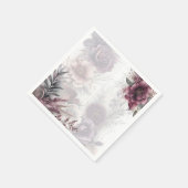 紫エレガント、ピンク、マルーンフローラ スタンダードカクテルナプキン (角)