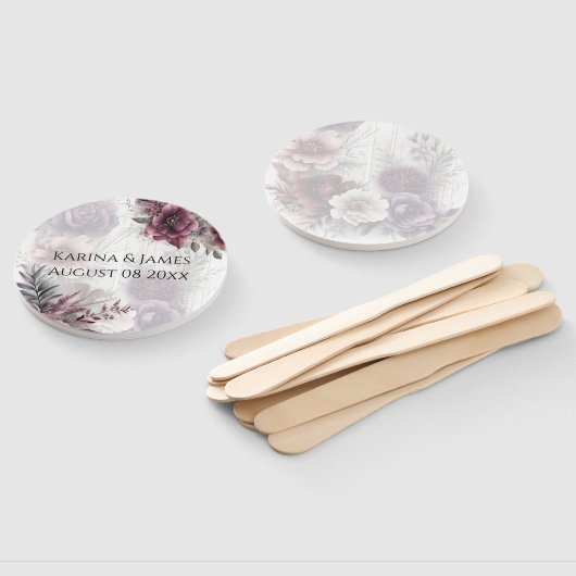 紫エレガント、ピンク、マルーンフローラ ハンドファン (組立なし)