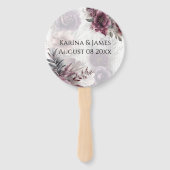 紫エレガント、ピンク、マルーンフローラ ハンドファン (正面)