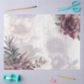 紫エレガント、ピンク、マルーンフローラ 薄葉紙 (クラフト)