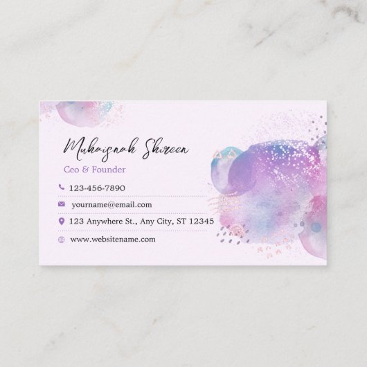 紫エレガント 名刺 (裏面)