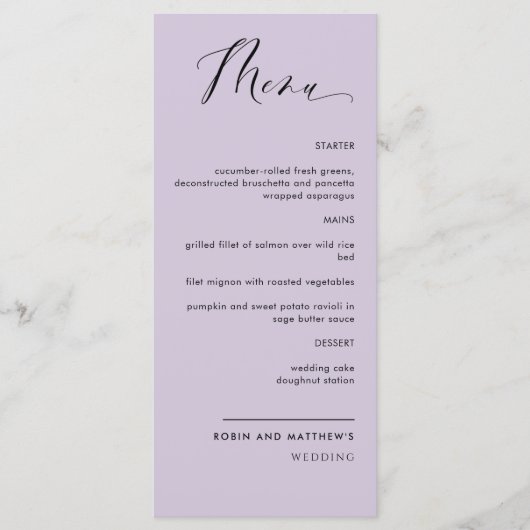紫エレガント、書結婚道/披露宴  メニュー (正面)