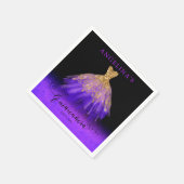 紫エレガント |金ゴールドスペインのガウンQuinceaenera スタンダードカクテルナプキン (角)