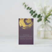 紫エレガント&金ゴールドヨガ禅シンボル筆跡 名刺 (スタンド正面)