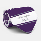 紫エレガント、銀、花嫁の白い父 ネクタイ (ロール)