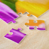 紫エレガント、黄色のチューリップの花 ジグソーパズル (側面)