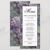 紫エレガントboho水色フローラのメ結婚ニュー メニュー (正面/裏面)