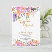 紫オかわいらしレンジフローラスクリプトブライダルシャワー 招待状 (スタンド正面)