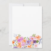 紫オかわいらしレンジフローラスクリプトブライダルシャワー 招待状 (裏面)