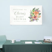 紫オミニマルレンジフローラベビーシャワーへようこそ 横断幕 (トレードショー)