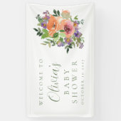 紫オミニマルレンジフローラベビーシャワーへようこそ 横断幕 (縦)