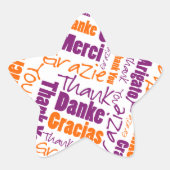 紫オレンジの多言語タイポグラフィコラージュ 星シール (正面)