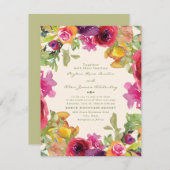 紫オレンジイエローウォーター色のフローラ結婚ズ 招待状 (正面/裏面)