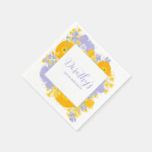 紫オレンジイエローワイルドフラワー100誕生日 スタンダードカクテルナプキン (角)