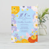 紫オレンジイエローワイルドフラワー100誕生日 招待状 (スタンド正面)