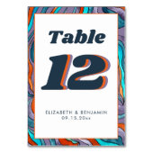 紫オレンジウェーモダンブレトロGroovy結婚の テーブルナンバー (正面)