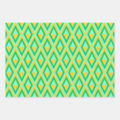 紫オレンジグリーンマルディグラスパターン ラッピングペーパーシート (正面)