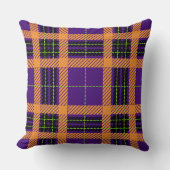 紫オレンジグリーン黒ハロウィンプレイドパターン クッション (正面)