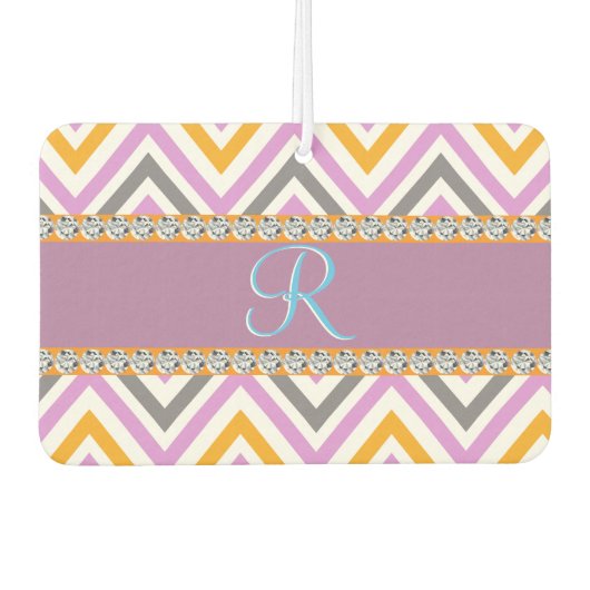 紫オレンジダイヤモンドシェブロン カーエアーフレッシュナー (正面)