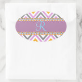 紫オレンジダイヤモンドシェブロン 楕円形シール (バッグ)