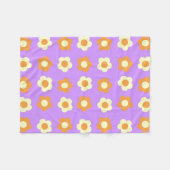 紫オレンジトロピカルボタニカルフローラ フリースブランケット (正面(横))