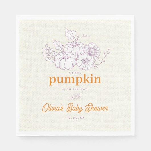 紫オレンジバーラップリトルカボキンベビーシャワー スタンダードランチョンナプキン (正面)