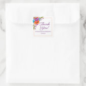 紫オレンジフローラ水の色結婚は感謝 スクエアシール (バッグ)