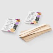 紫オレンジブラックフラワーズ結婚式 プログラム ハンドファン (組立なし)