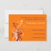 紫オレンジホワイトフローラ結婚の返信カード 出欠カード (裏面)