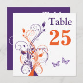 紫オレンジホワイトフローラSq.表番号カード 招待状 (正面/裏面)