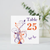 紫オレンジホワイトフローラSq.表番号カード 招待状 (スタンド正面)