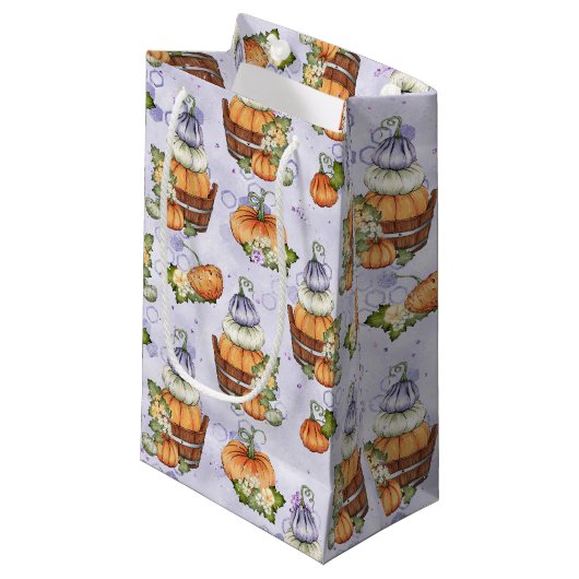 紫オレンジホワイト秋秋カボチャ スモールペーパーバッグ (正面アングル)