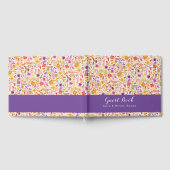 紫オレンジボホワイルドフラワー結婚の葉 ゲストブック (全面)