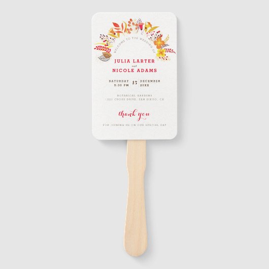 紫オレンジボホワイルドフラワー結婚の葉 ハンドファン (正面)