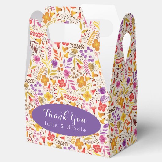 紫オレンジボホワイルドフラワー結婚の葉 フェイバーボックス (オープン)