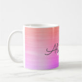 紫オレンジメタリックモノグラム名&イニシャル コーヒーマグカップ (左)