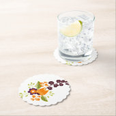 紫オレンジモダンフローラ ペーパーコースター (インサイチュ)