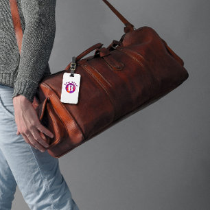 紫オレンジレッドクラシックモノグラエレガントム ラゲッジタグ