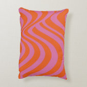 紫オレンジレトロ液溝状ストライプパターン アクセントクッション (裏面(縦))