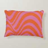 紫オレンジレトロ液溝状ストライプパターン アクセントクッション (裏面)