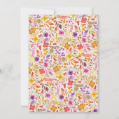 紫オレンジワイルドフラワーの葉ブライダルシャワー 招待状 (裏面)