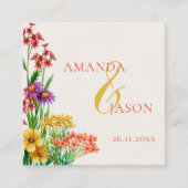 紫オレンジワイルドフラワー結婚フローラ詳細 エンクロージャーカード (正面)